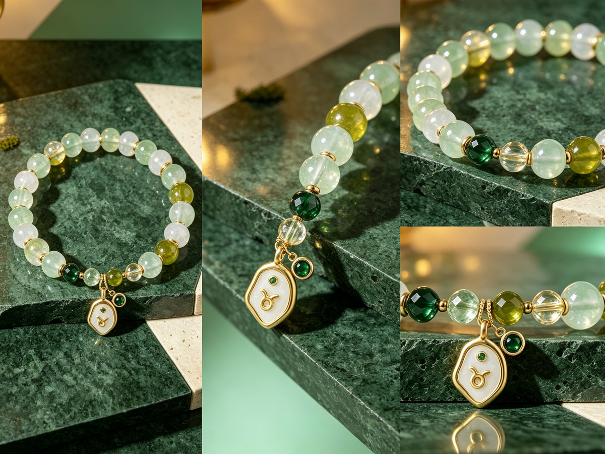 Taurus Zodiac Natural Crystal Bracelet, Hand‑Curated Gemstone Spiritual Bracelet