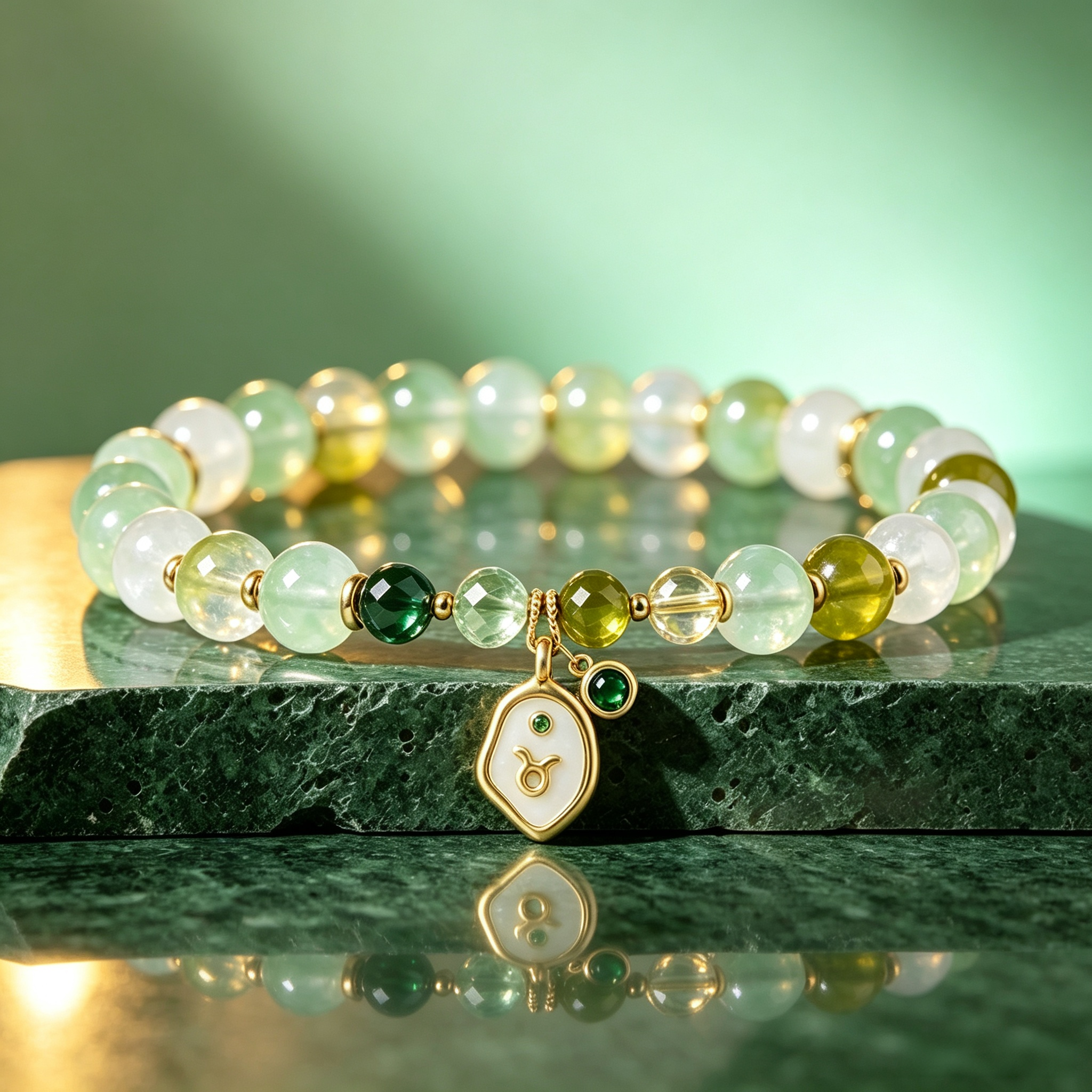 Taurus Zodiac Natural Crystal Bracelet, Hand‑Curated Gemstone Spiritual Bracelet