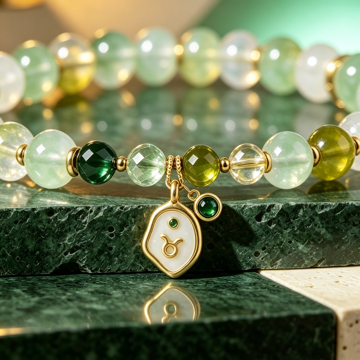 Taurus Zodiac Natural Crystal Bracelet, Hand‑Curated Gemstone Spiritual Bracelet