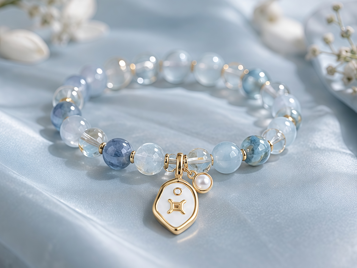 Gemini Zodiac Natural Crystal Bracelet, Hand‑Curated Gemstone Spiritual Bracelet