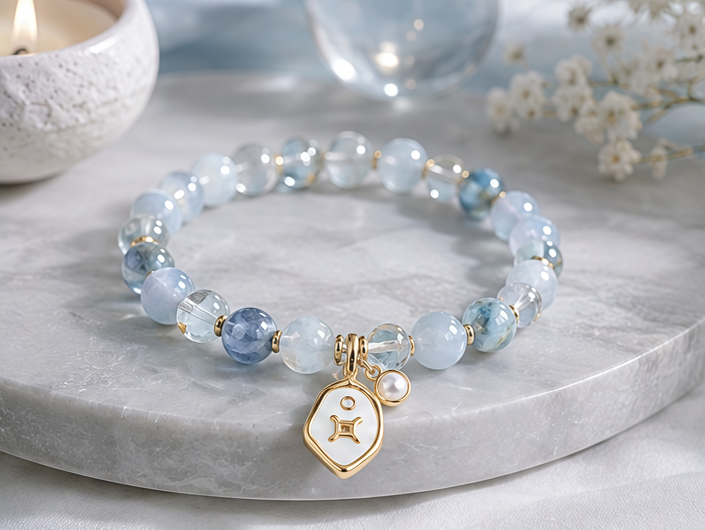 Gemini Zodiac Natural Crystal Bracelet, Hand‑Curated Gemstone Spiritual Bracelet