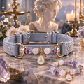 Libra Zodiac Crystal Faux Leather Pet Collar, Constellation Charm for Dogs