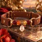 Leo Zodiac Crystal Faux Leather Pet Collar, Constellation Charm for Dogs