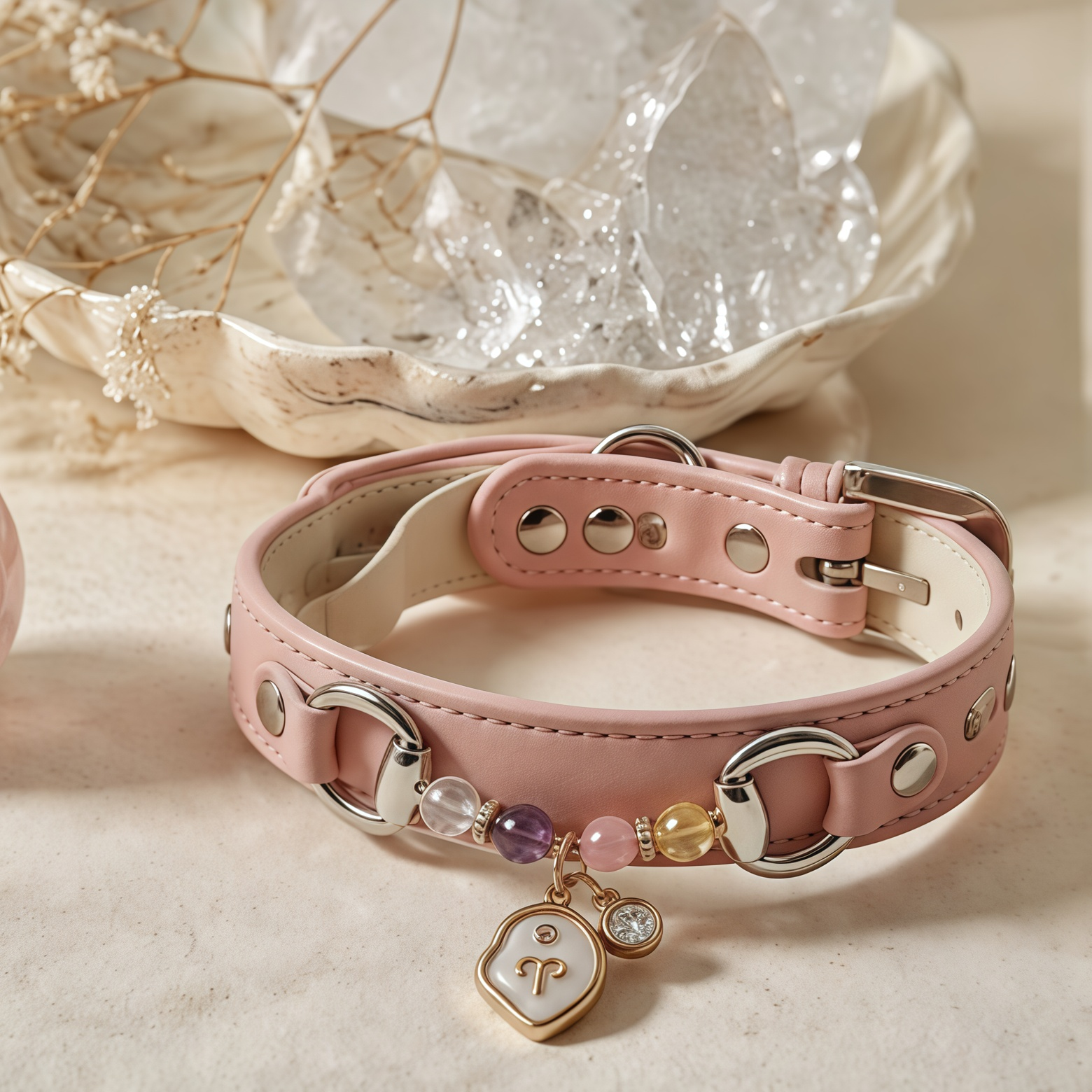 Zodiac Crystal Leather Pet Collar | 12 Constellation Charms